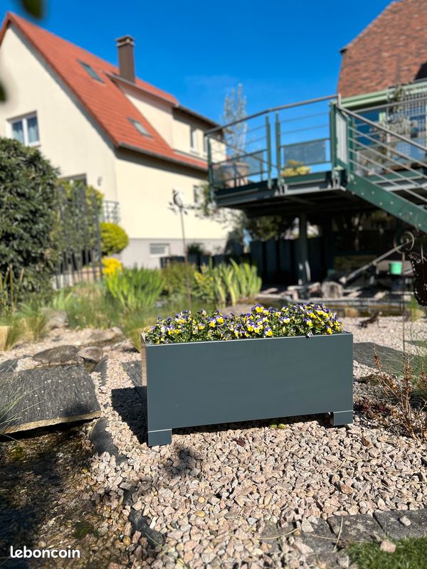 Jardinière, bac à fleurs, bac potager, alu Gris Anthracite 79 cm (image 1)