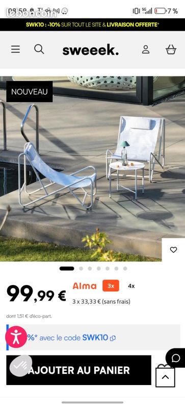 NEUF- 2 Fauteuils de jardin avec table basse (image 5)