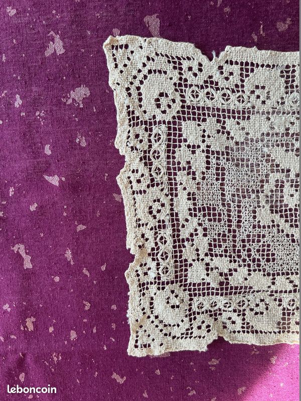 Succession broderie dentelle: set de table 34 x 25 cm - vintage ancien (image 4)