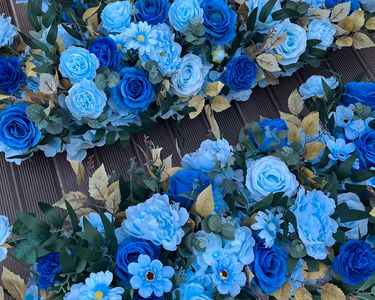 Guirlande Fleurs Artificielles 3 X 2 Mètres - Décoration Murale Blanche Et Bleue - Maison, Jardin, Mariage
