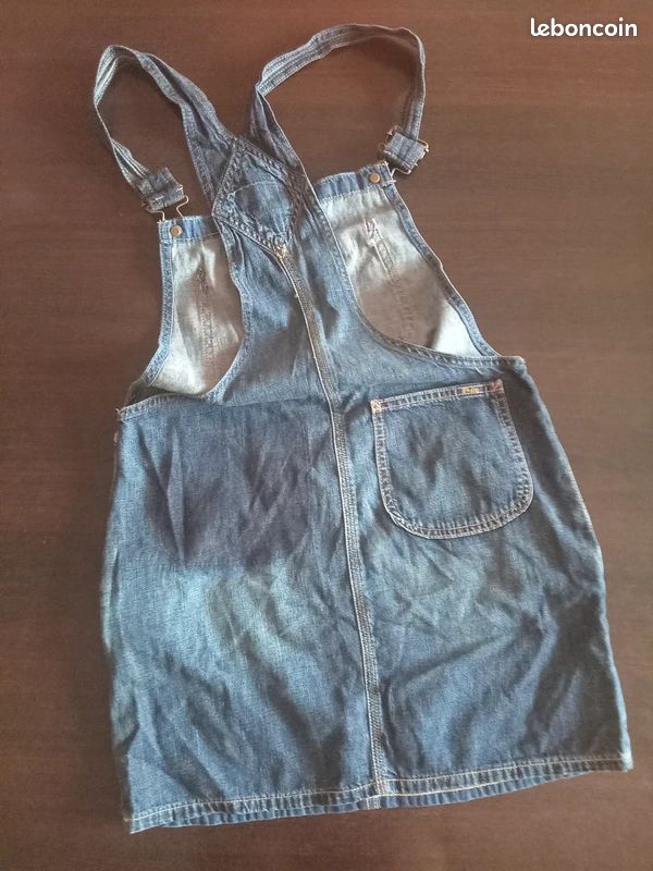Robe salopette en jean Ralph Lauren femme – bleu clair – bretelles – style casual (image 2)