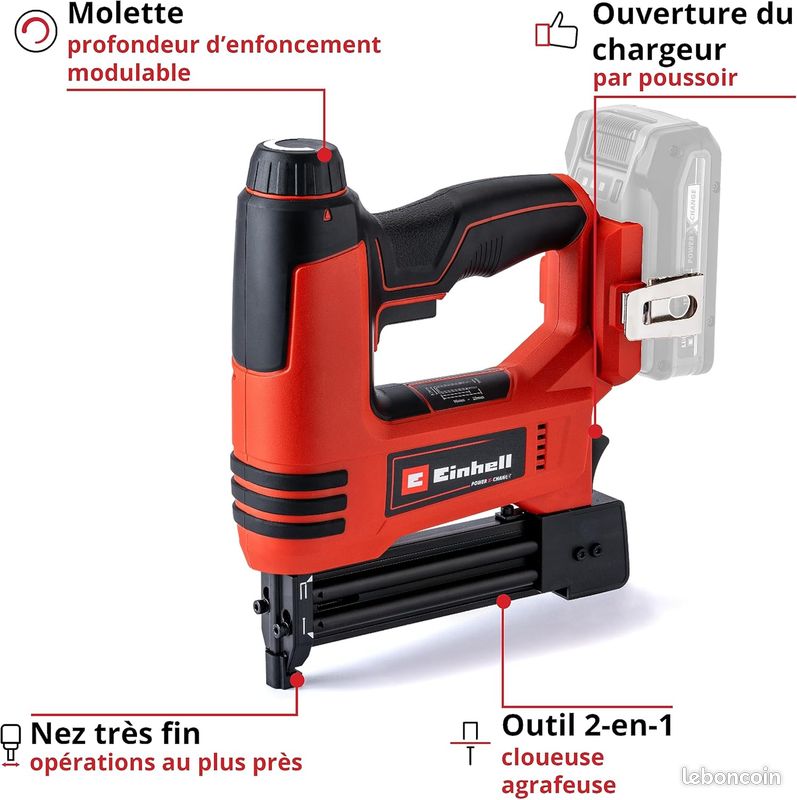 Einhell Agrafeuse sans fil TE-CN 18 Li-Solo Power X-Change (image 3)