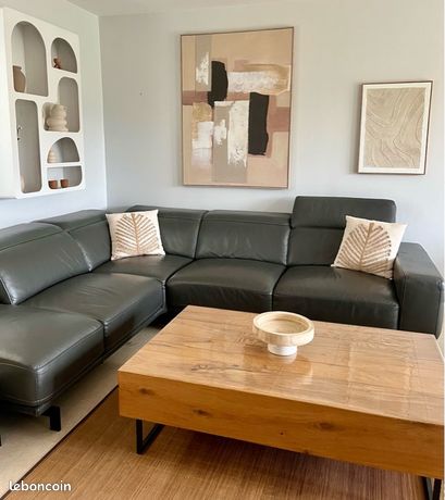 Canapé d'angle panoramique korus en u beige et marron - Conforama