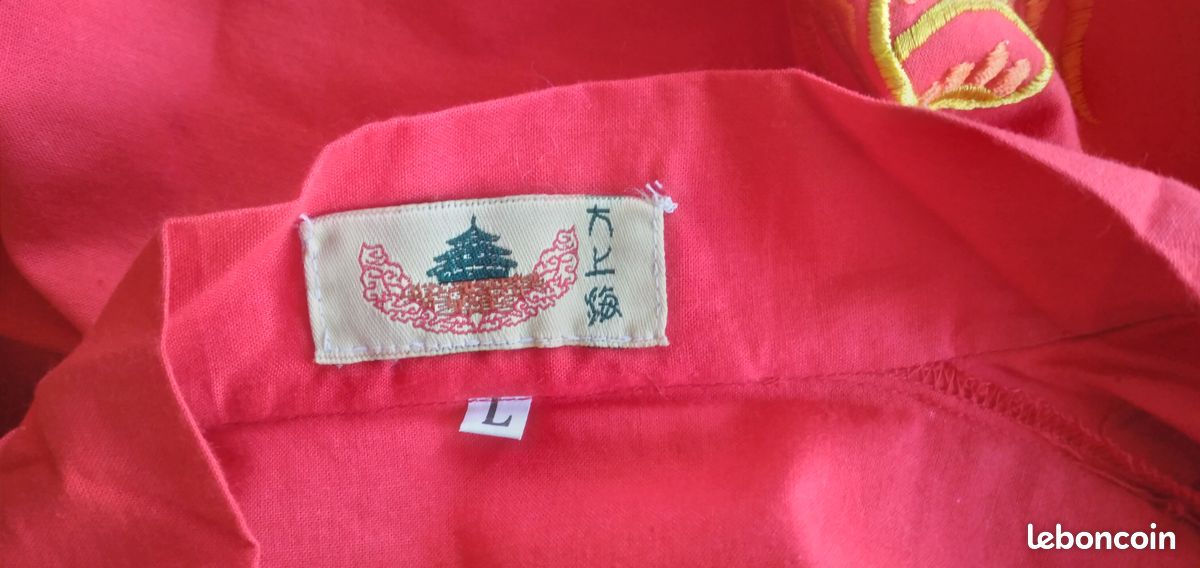 Kimono japonais coton rouge L (image 6)