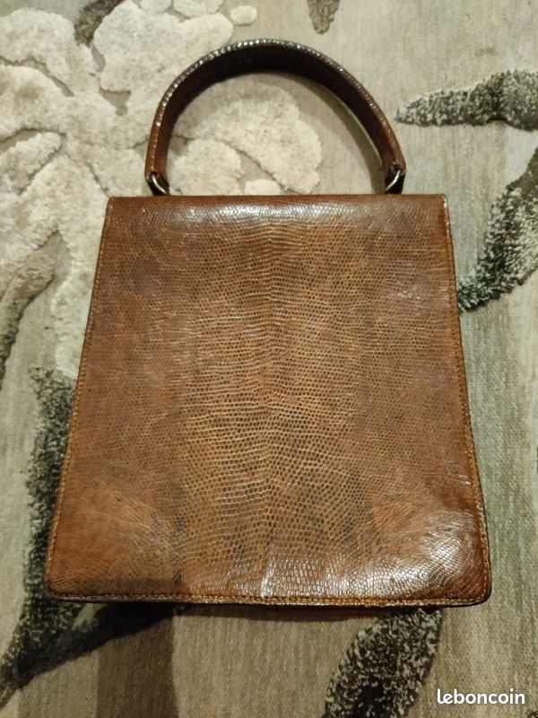 Sac à main vintage en cuir peau de serpent (image 2)