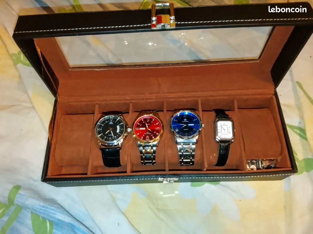 Coffret élégant avec 4 montre. 3 montre homme 1 femme avec boite de rangement (image 5)