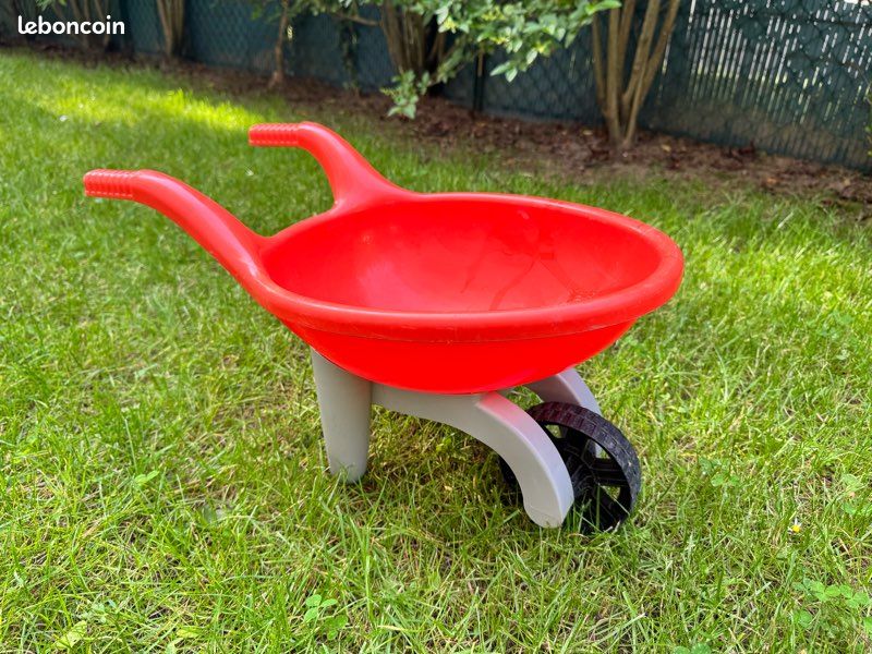 ASC Brouette Enfant Orange/Gris – Jouet Jardinage 50 Kg, Métal Et Plastique, Pneu Anti-crevaison – Motricité Et Équilibre Dès 3 Ans