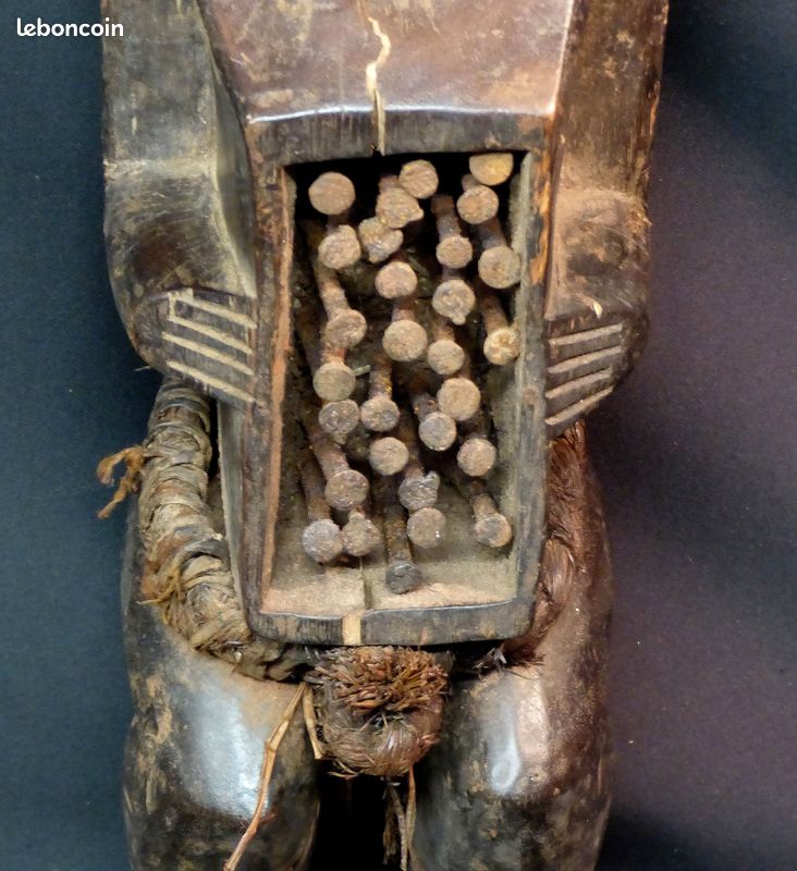 Art Africain grande statuette de sorcier téké congo 49cm diversité matériaux afrique (image 10)