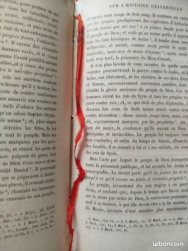 DISCOURS SUR L'HISTOIRE UNIVERSELLE / BOSSUET XIXème reliure art cuir (image 8)