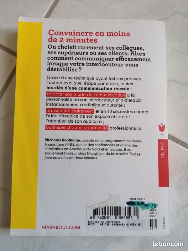 Livre "Comment convaincre en moins de 2 minutes" de Nicolas BOOTHMAN (image 2)