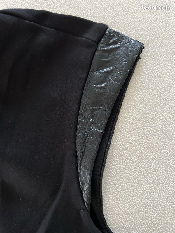 👗 KIOMI (36) petite robe noire avec empiècements simili cuir (image 5)
