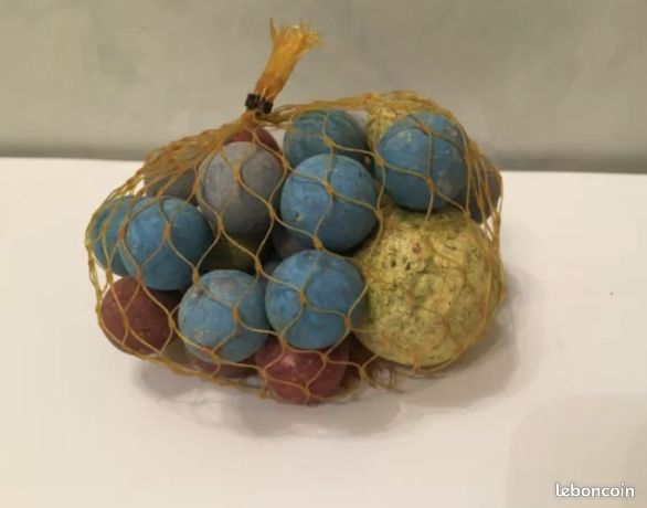 LOT De Billes Anciennes En Terre Cuite – Vintage France – Période 1930-1950 (très Bon état)