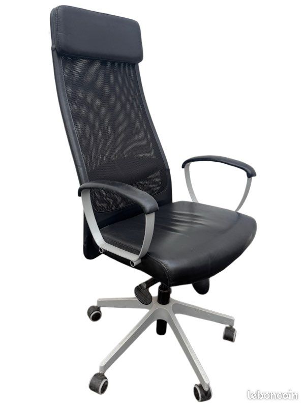 Chaise De Bureau IKEA Markus – Cuir Noir, Confortable, Occasion Bon état