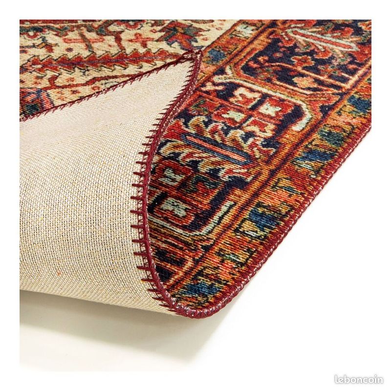 Tapis vintage plat rouge rayé Sintra Rouge 120x160 (image 2)
