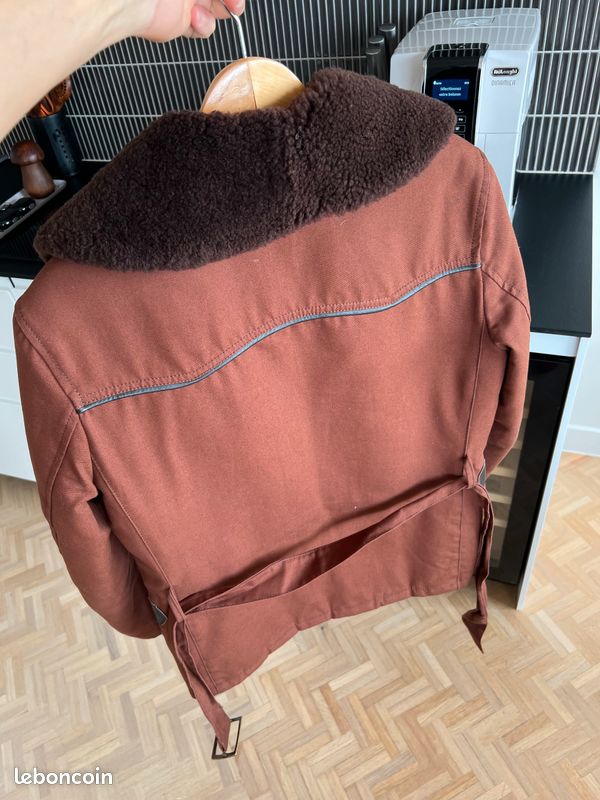 Veste En Cuir De Mouton Vintage Dibi - Taille 48, Marron - Occasion Très Bon état