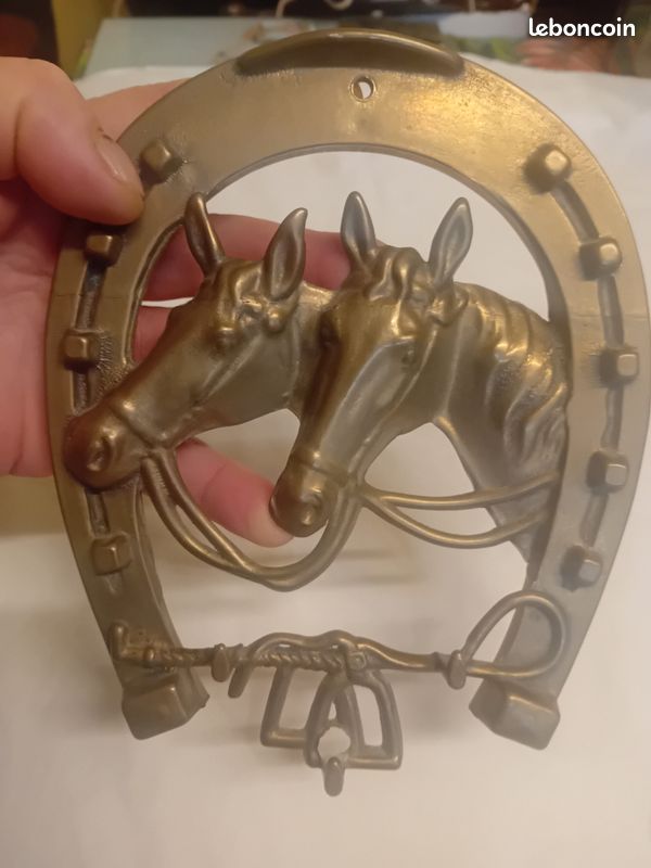 Paire D'étriers Décoratifs Vintage En Laiton, 19e Siècle, Fait Main, Inde, M956
