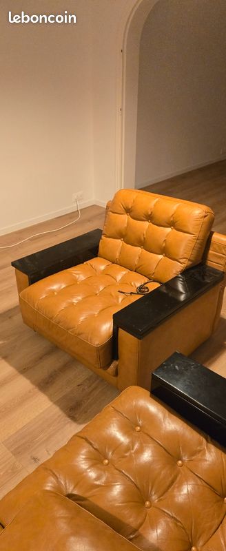 Canapé et fauteuils en cuir véritable (image 2)