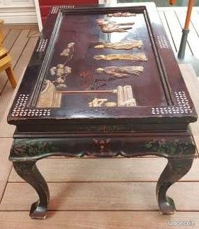 Table basse de style chinois (coromandel / laque de style Shanhai) – (1950-1980) (image 7)