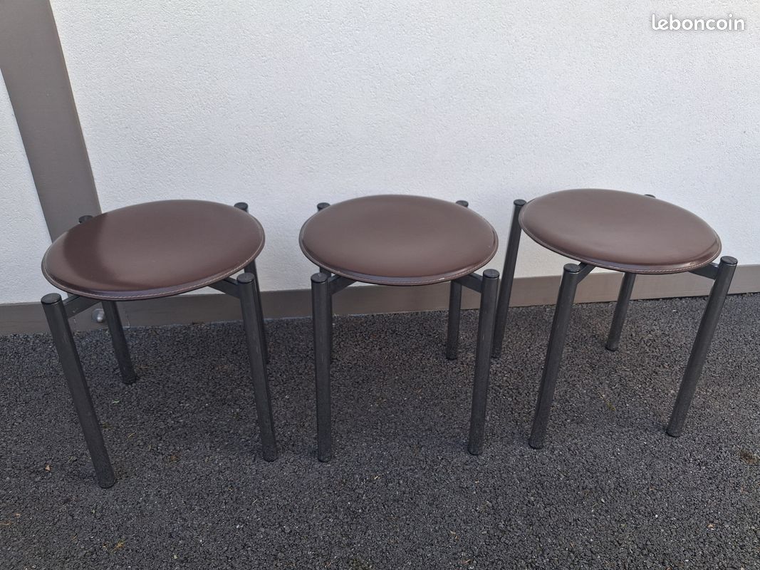 3 Assises En Bois CALLIGARIS – Marron Foncé – Pour Créer Tabourets