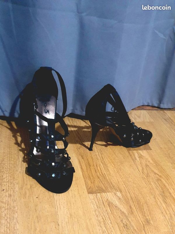 Escarpins Straboski - Taille 39, Talon 2-7 Cm, Tissu Et Cuir, Marron, Occasion Peu Portés