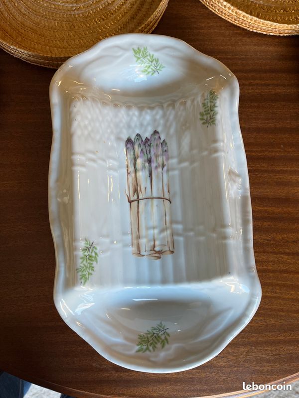Lot De 6 Assiettes à Asperges Porcelaine L'Hirondelle - Blanc Brillant - Occasion