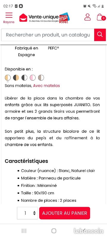 Chambre complète lits superposés bureaux et sièges (image 7)
