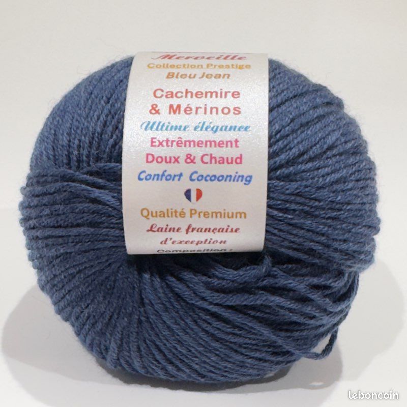 Cachemire et Mérinos Cachemire Merveille bleu jean 10 pelotes 50g 125m (image 3)