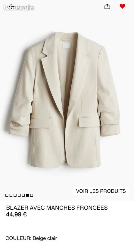 Manches Froncees Veste Blazer Femme H&m Blazer Avec Manches