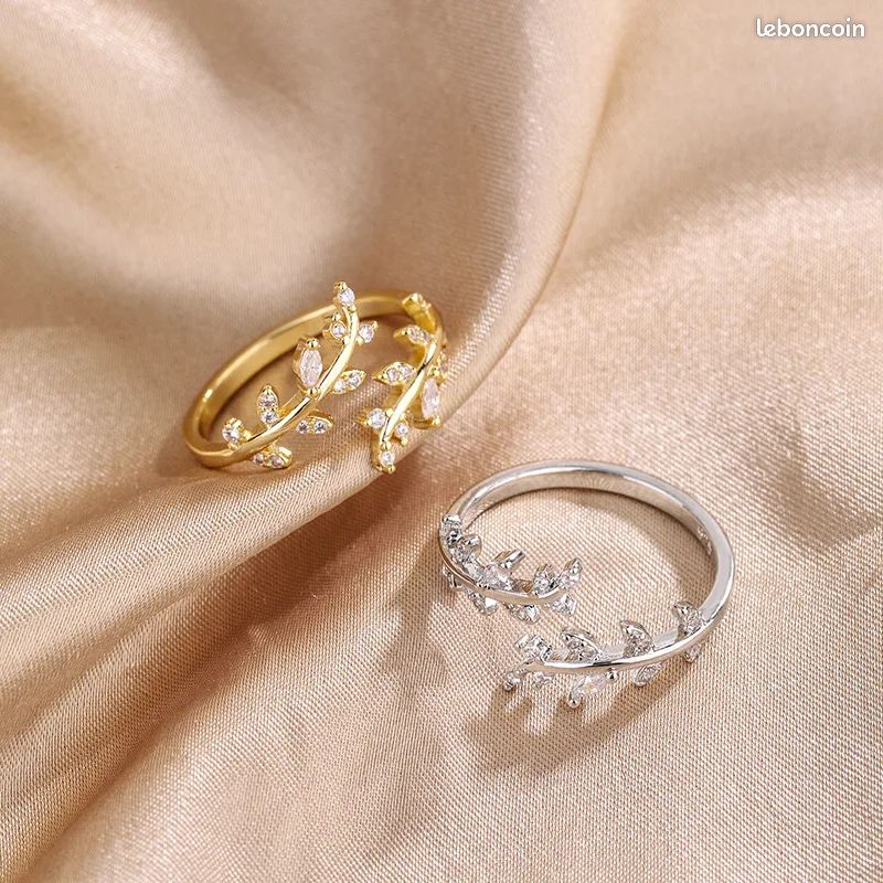Bague Réglable Argent Sterling Plaqué Or Jaune Avec émail Et Zircons - Labrioro, Neuf Avec étiquettes