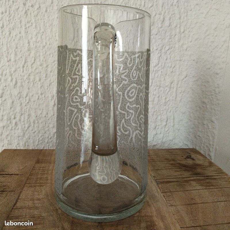 Pichet vintage verre ciselé hauteur 21 cm (image 2)
