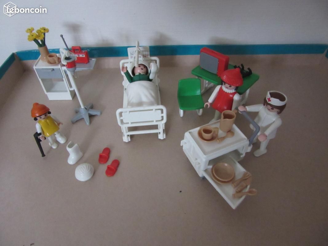 PLAYMOBIL ANCIENNE CHAISE VERTE HÔPITAL INFIRMIERE CHAMBRE MALADE REF