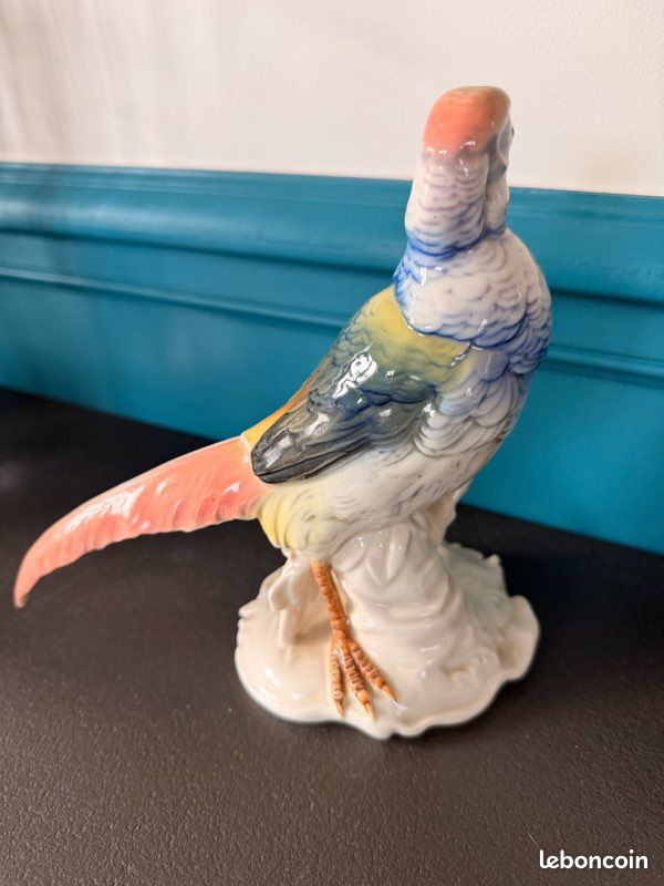 Oiseau Mésange Bleue En Porcelaine De Saxe - Figurine Karl ENS - Vintage Allemagne