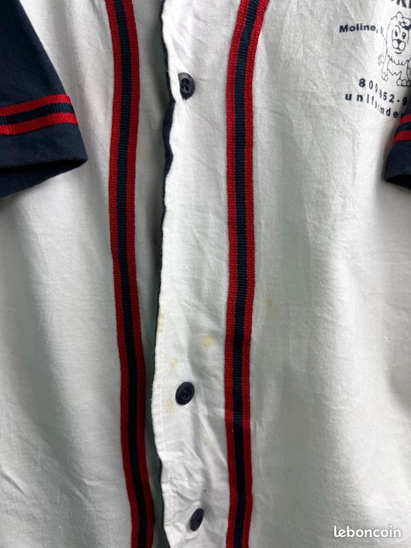 Maillot Baseball Champion Vintage Blanc Bleuté Bleu Marine Rouge Y2K Streetwear Oversize #2904 (image 6)