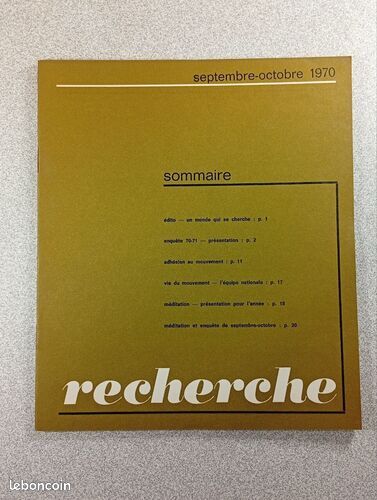 [Livre] Recherche septembre-octobre 1970 - Bon état (image 1)