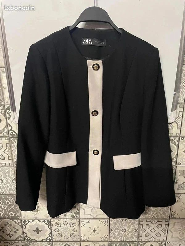Veste Noire ZARA Taille 54 Pour Homme - Modèle Belle, Occasion Très Bon état, Polyester