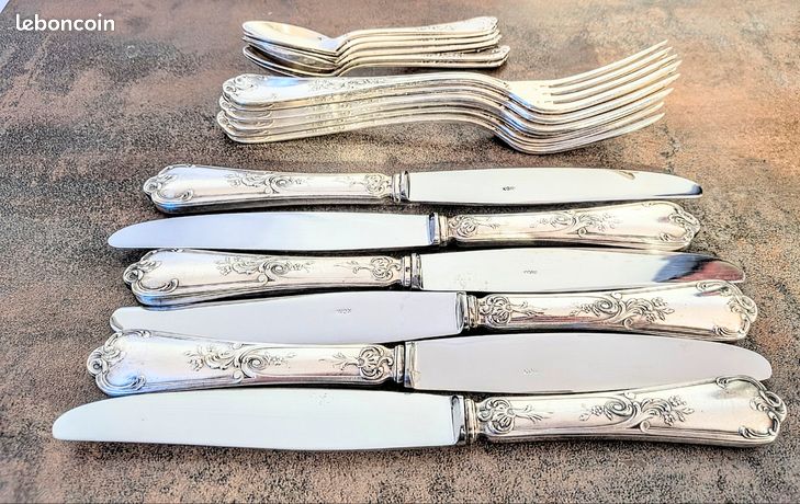 12 Couteaux De Table Frionnet Modèle Marly Métal Argenté – Lot Vintage Très Bon état