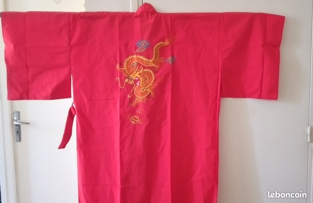 Kimono japonais coton rouge L (image 2)