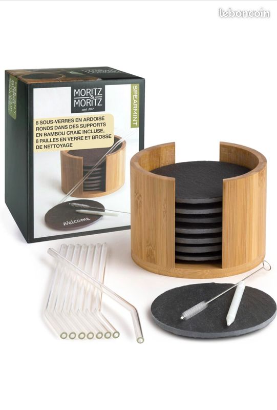 Set De 4 Dessous De Verres Carrés En Ardoise 10x10cm | Maisons Du Monde