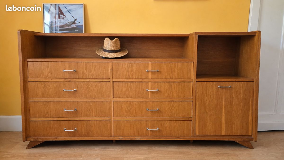 Grande commode vintage années 50/60, pieds compas — esprit scandinave (image 1)