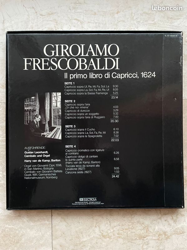 Vinyle - Frescobaldi - Gustav Leonhardt - Il primo libro di Capricci, 1624 (image 2)