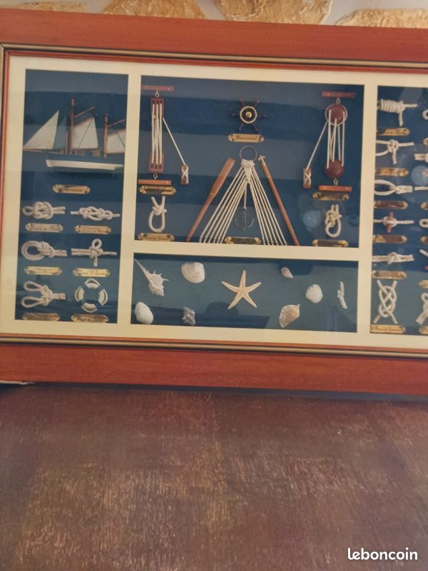 Tableau avec nœuds et outils marins encadrement en bois longueur 85 cm, hauteur 55 cm, épaisseur 3,5 cm (image 9)