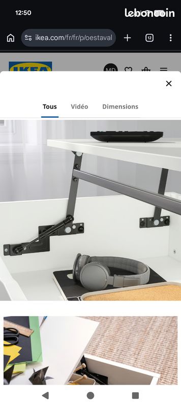 Table basse réglable, blanc, 90 cm (image 5)