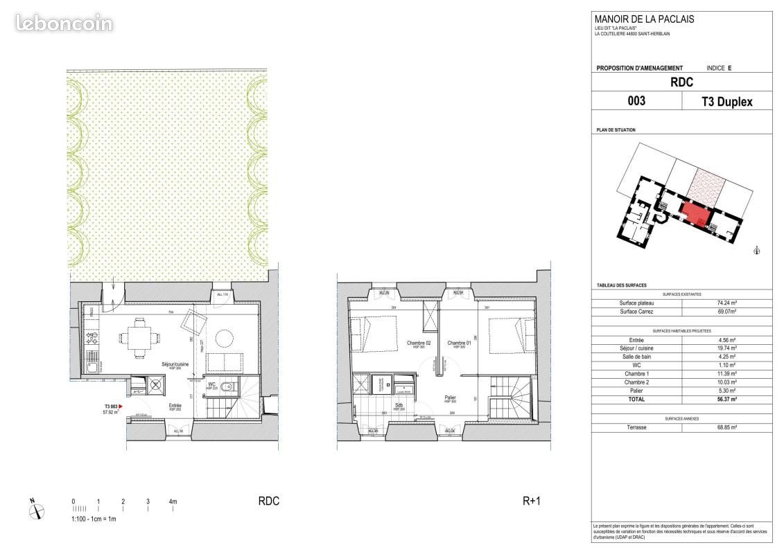 Appartement 3 pièces 54 m² · à Saint-Herblain · 54 m² · 890 €/mois