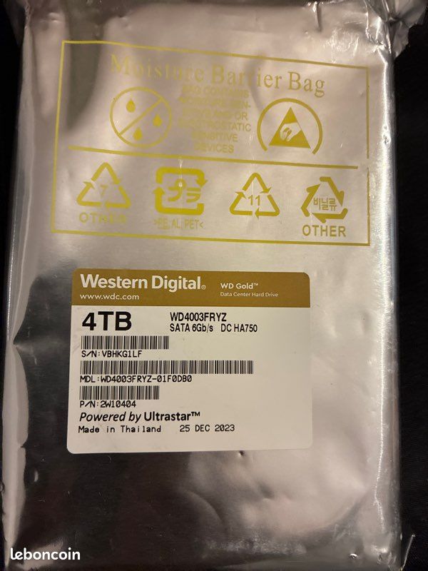 Disque dur 4 to sata HDD WESTERN DIGITAL neuf sous blister (image 1)
