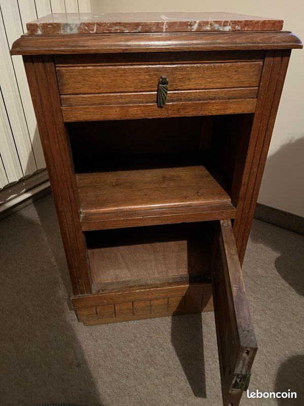 Table de chevet bois et marbre (image 3)