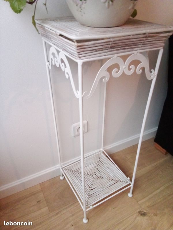 Sellette Structure Métal Blanc et Bambou Motifs Arabesques (image 6)