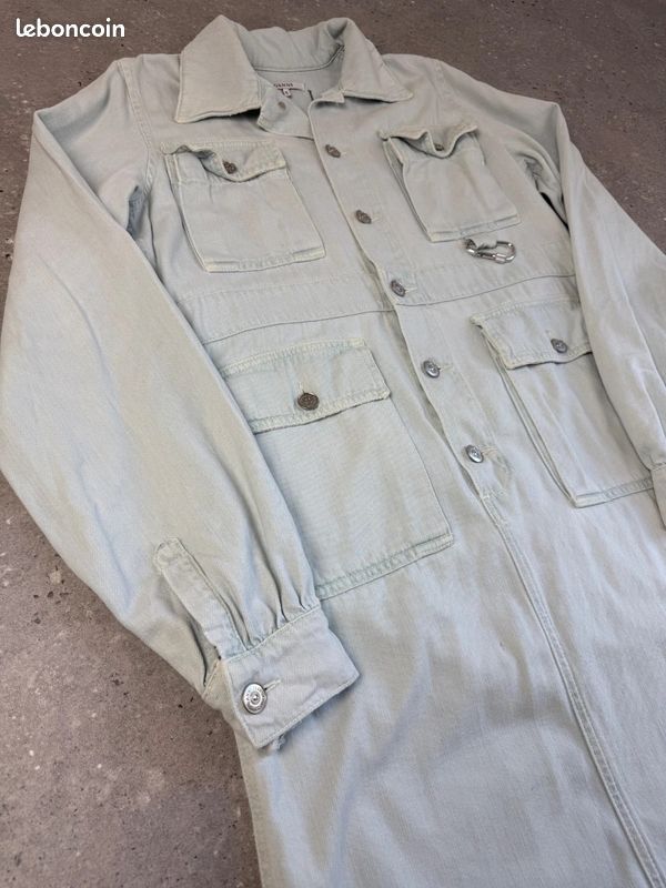 Robe combinaison en Jean Ganni L Femme - 40 bleu clair denim col chemise coton boutons pression (image 3)