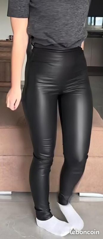 Leggings En Faux Cuir Brillant Coloré Pour Femmes Finition Métallique Longueur 9/10 - Ajustement Skinny, Polyvalent Pour L'Automne - M-TTG