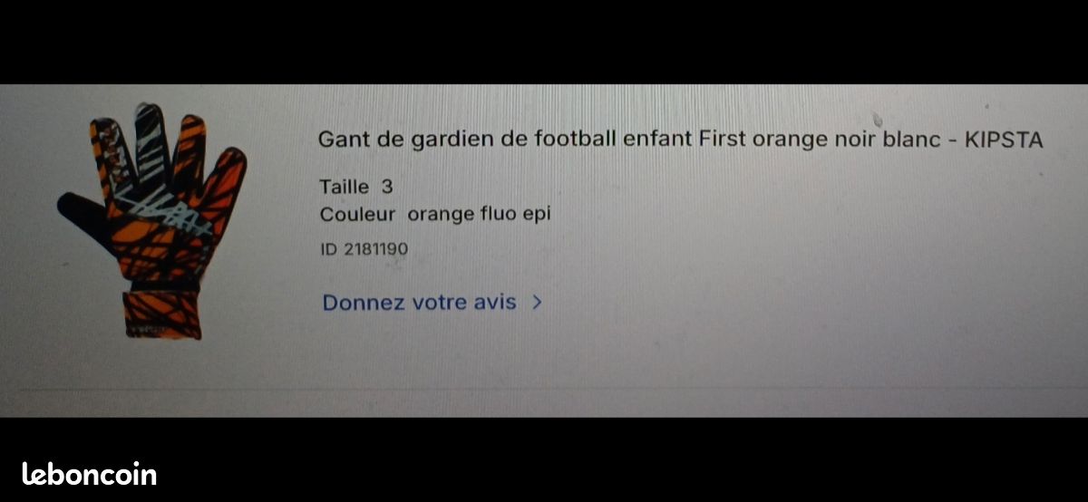 Gants de gardien de football- taille KIPSTA Sport Plein air