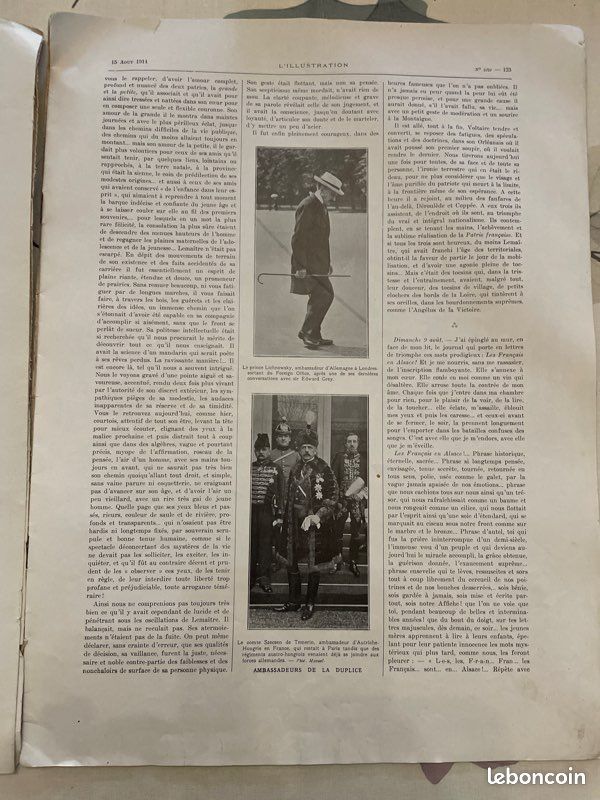 Vend journal L’illustration 15 août 1914 (image 2)